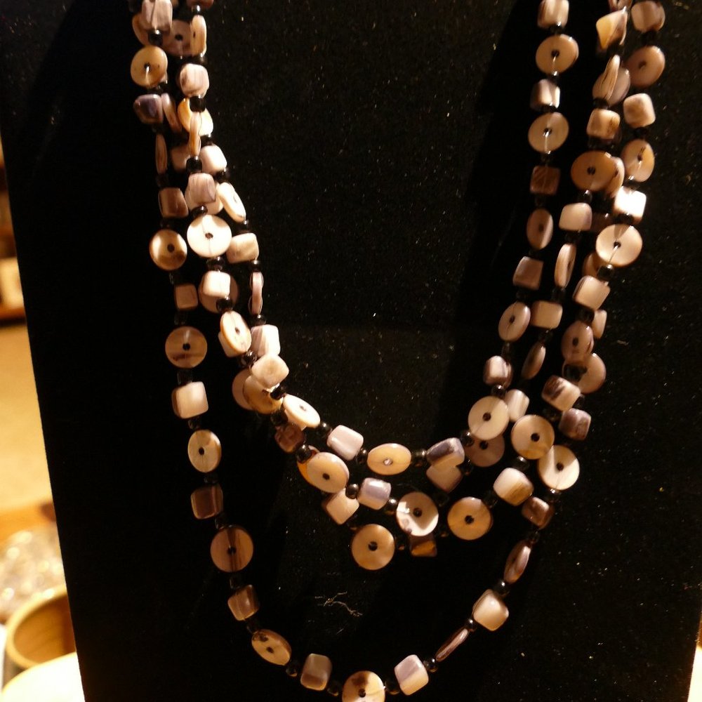 Shadows - black & gray beaded necklace